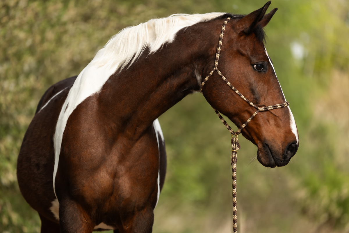 Earthy — Moveo Seilhalfter mit passendem Gauchoseil am Pferd
