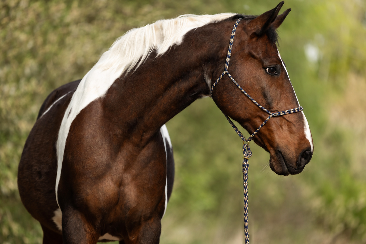Naturalnavy — Moveo Seilhalfter mit passendem Gauchoseil am Pferd